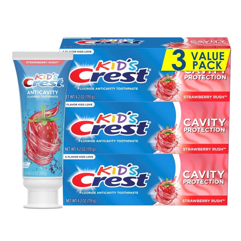 Crest Kid's Cavity Protection Fluoride Toothpaste, Strawberry Rush, 4.2 Ounce (Pack of 3) - Image 1